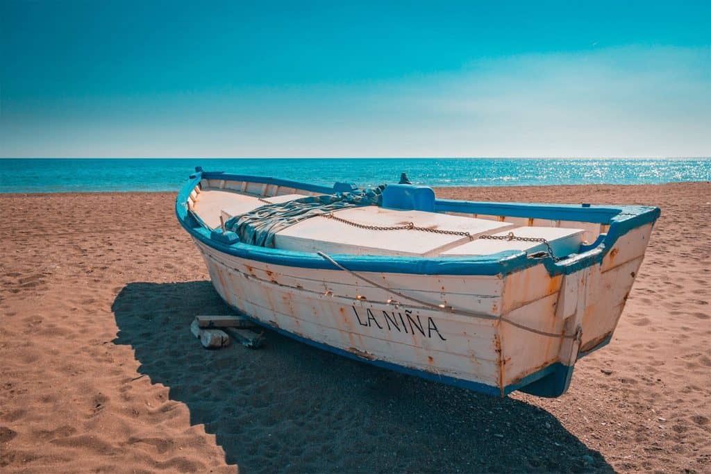 fishing boat on a beach