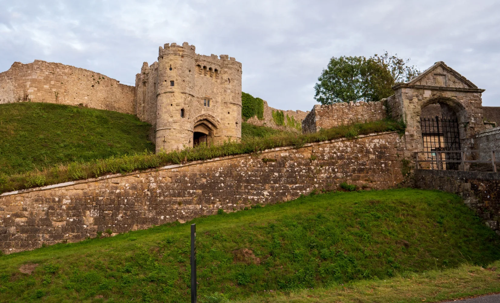 The exterior of Carisbrooke Castle.