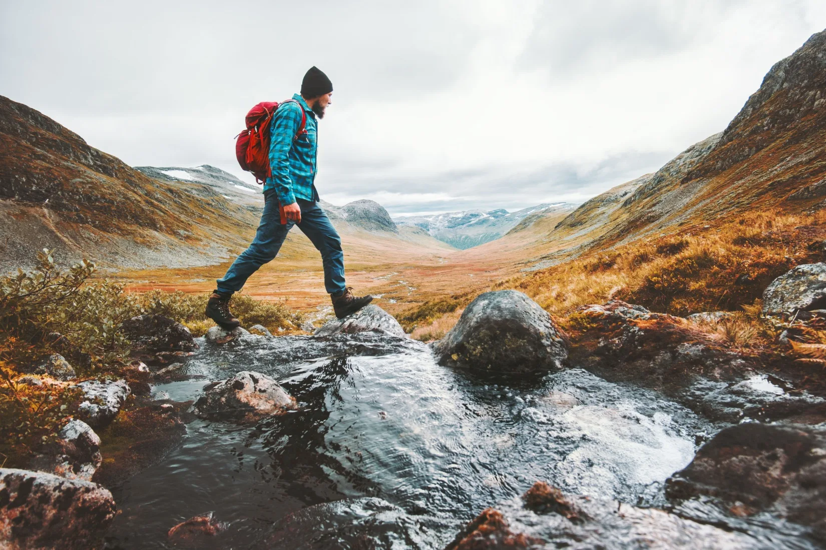 A man walking through nature