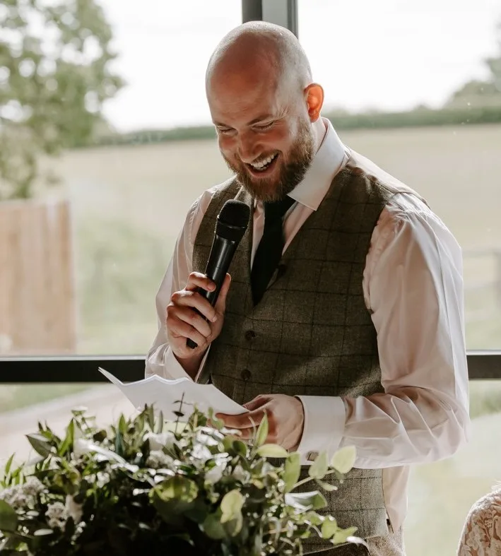 Man giving a wedding speech