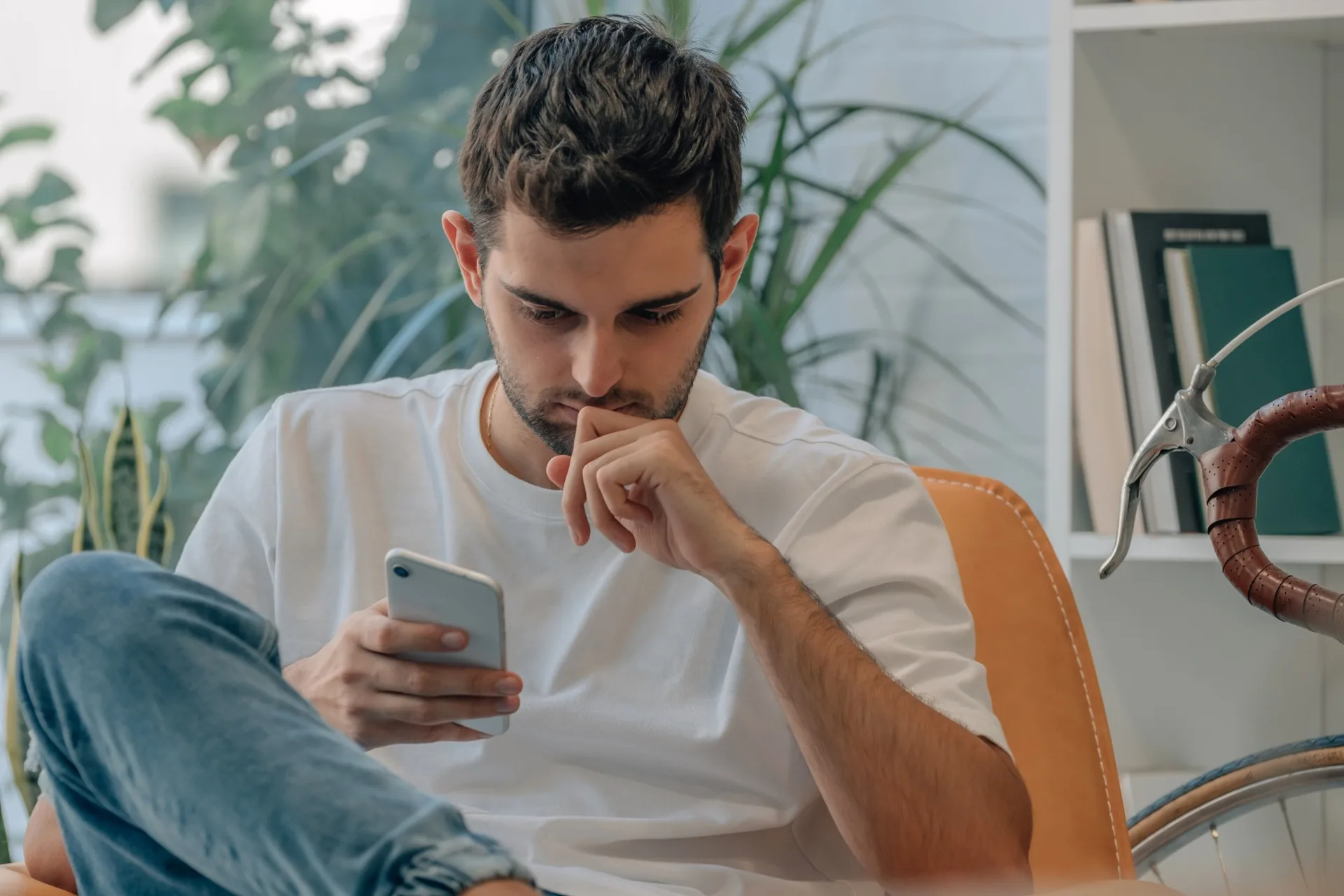 A man using his phone.