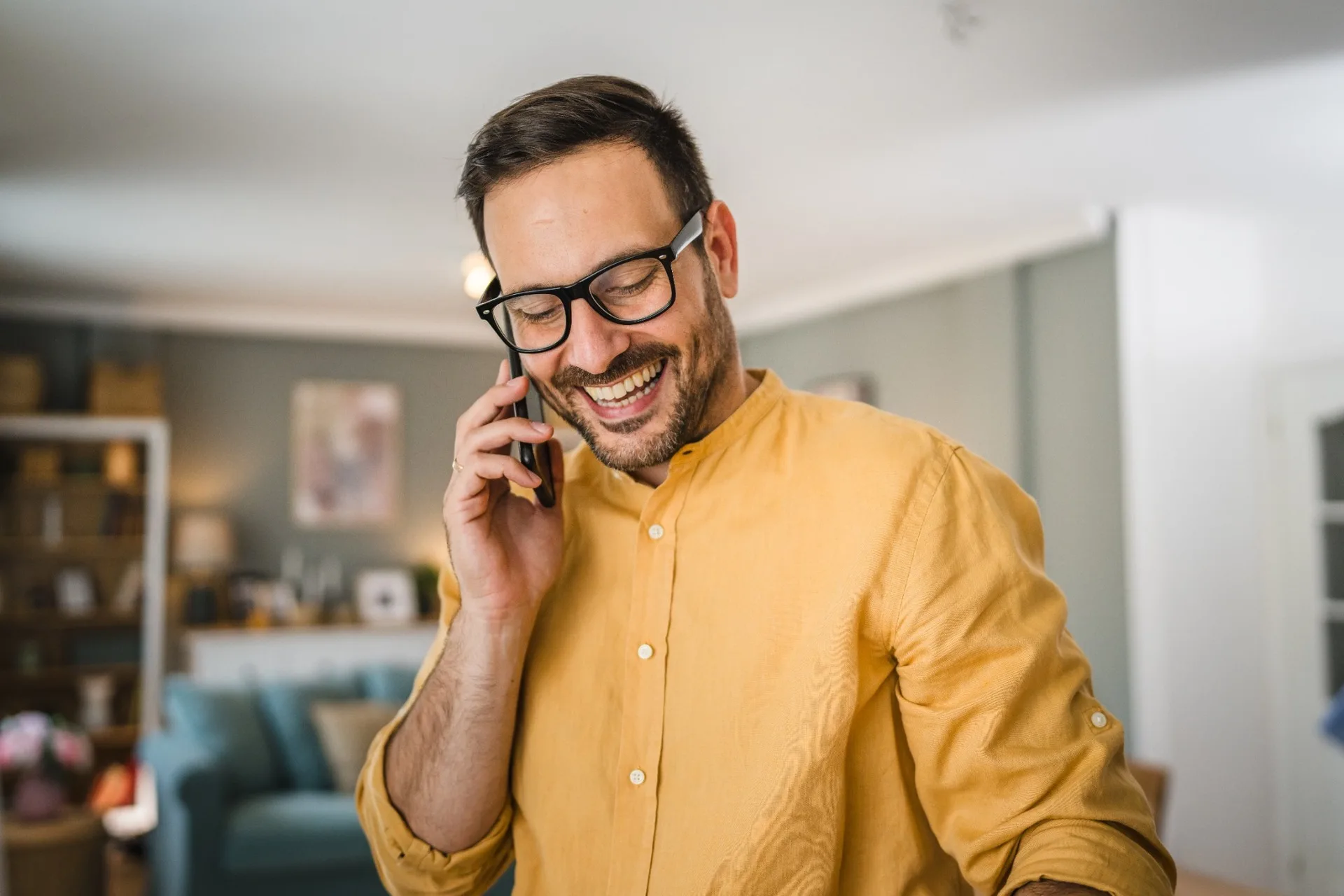 A man talking on the phone.